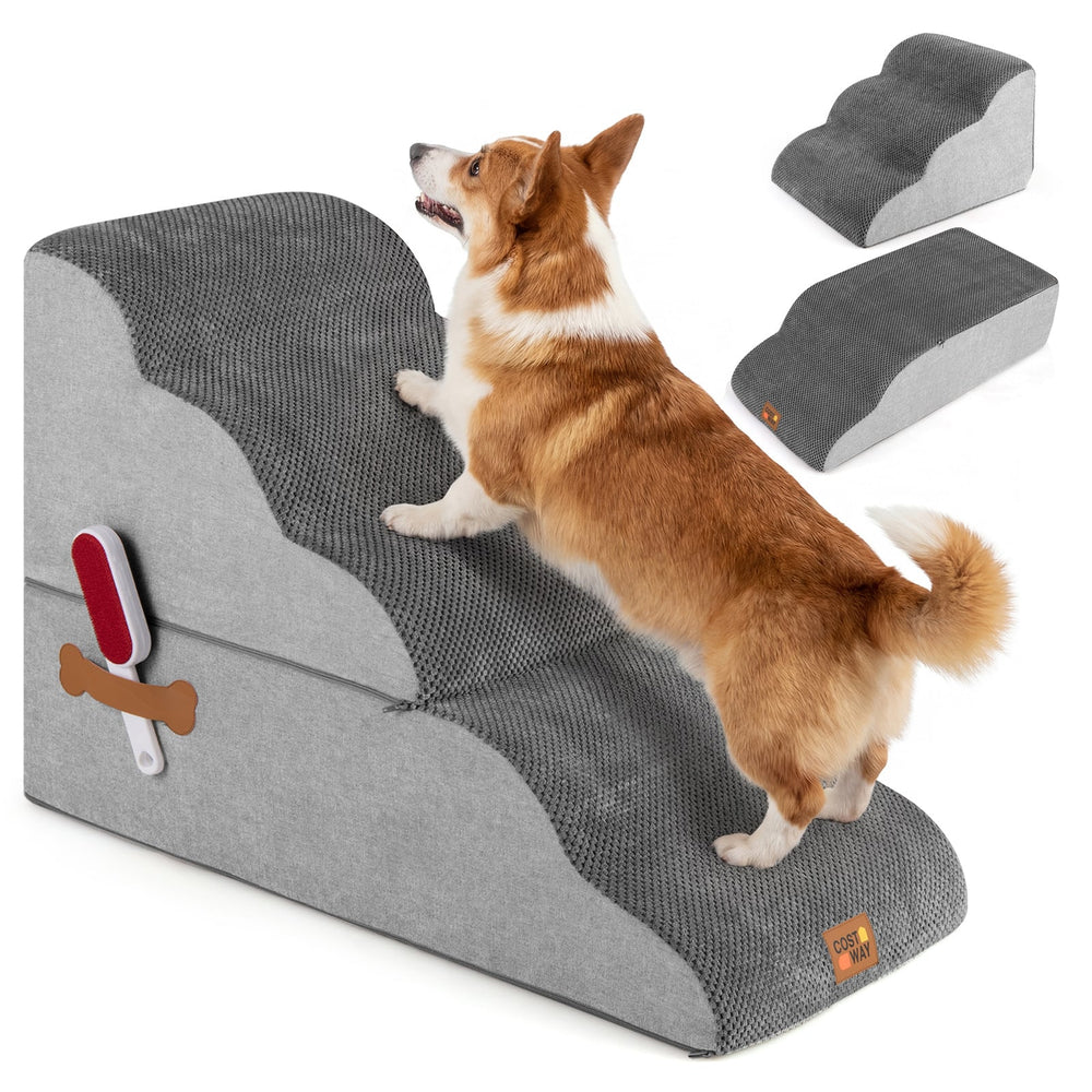 5-step Dog Foam Stairs for High Bed Sofa Couch Transformative High-density Pet Ramp
