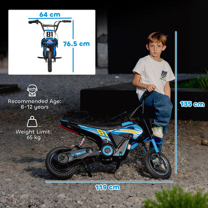 AIYAPLAY Kids Electric Motorbike, 24V Ride On Motorcycle with 3 Speeds and Rear Suspension, Dirt Bike for 8-12 Years Old, Blue