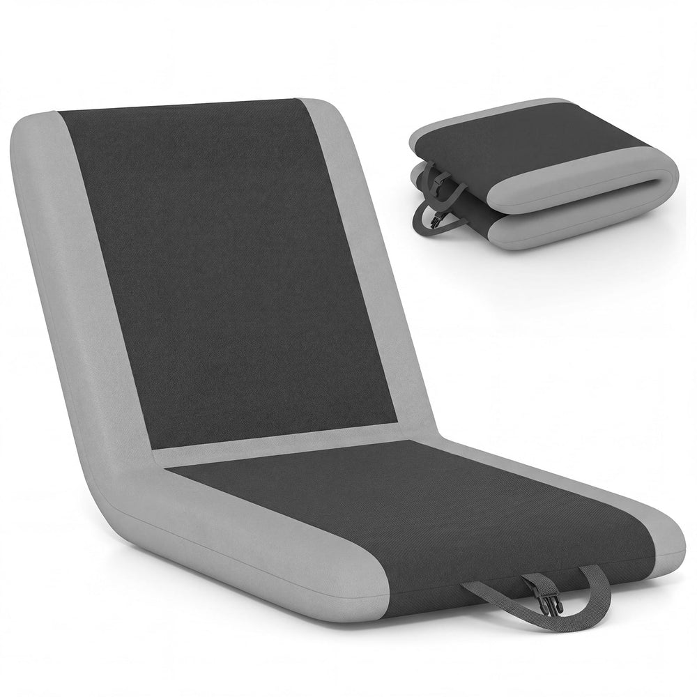 Padded Stadium Seat with Back Support and 6 Reclining Positions-Black
