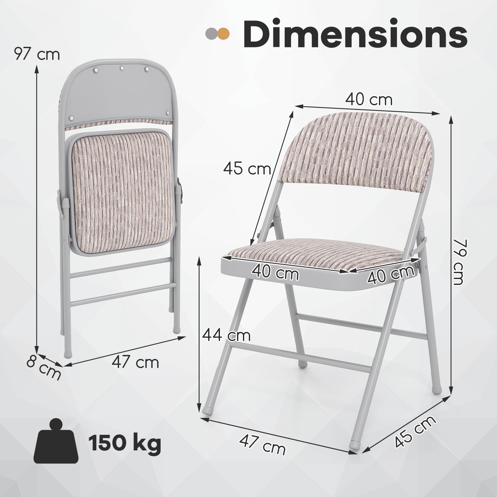 Padded Party Chairs with Metal Frame for Indoor Outdoor Use-Beige