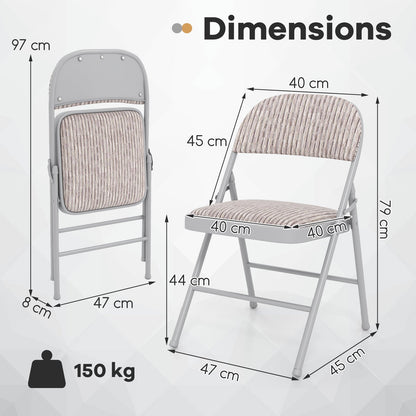 Padded Party Chairs with Metal Frame for Indoor Outdoor Use-Beige