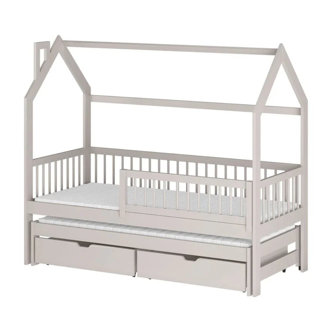 Wooden Single Bed Papi With Trundle