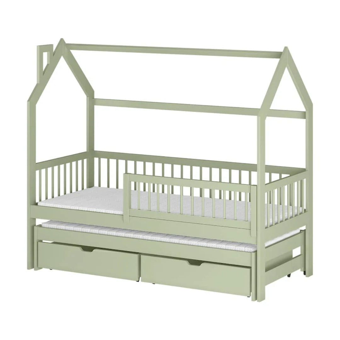 Wooden Single Bed Papi With Trundle