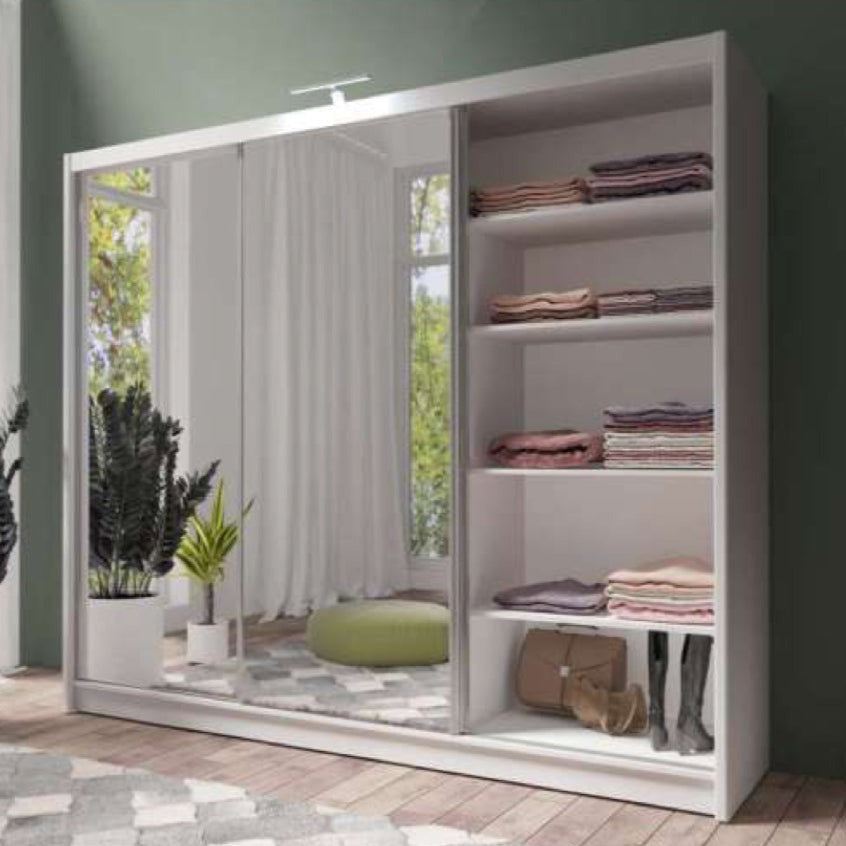 Paris Lux 3 Door Mirrored Sliding Wardrobe - 250 White