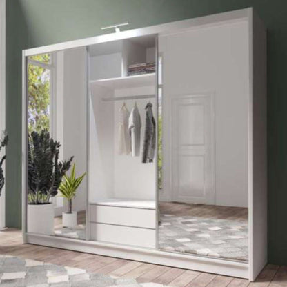 Paris Lux 3 Door Mirrored Sliding Wardrobe - 250 White