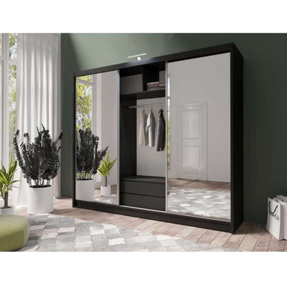 Paris Lux 3 Door Mirrored Sliding Wardrobe - 250 Black