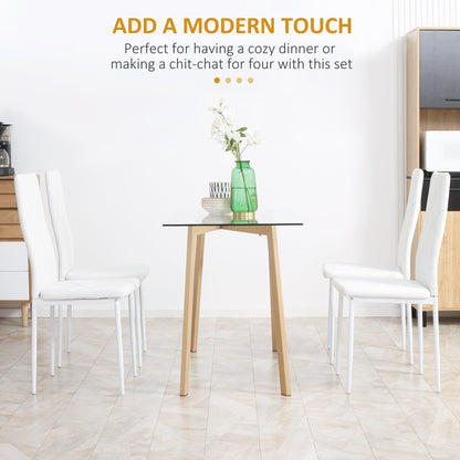 HOMCOM Set of 4 Faux Leather Dining Chairs - White