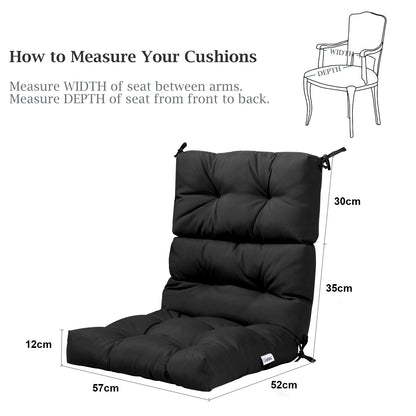 Patio Chair Seat Pads with Non-slip Rope Belts and Sun Protection for Indoor Outdoor Use-Black