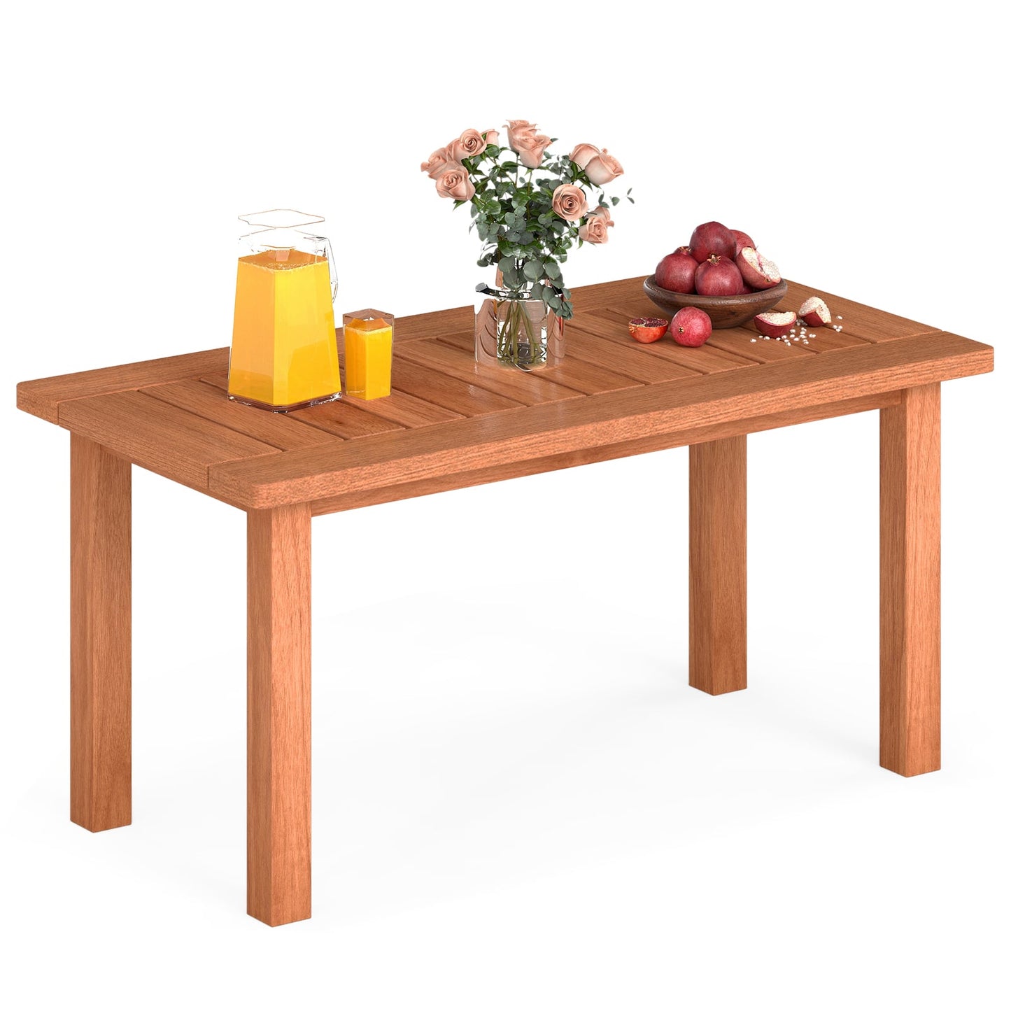 Patio Coffee Table 90cm Wooden Coffee Table with Slatted Tabletop