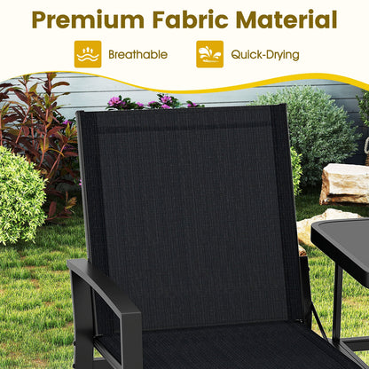 Patio Loveseat with Built-in Table 2-Seat Outdoor Furniture with Breathable Fabric Back and Seat-Black