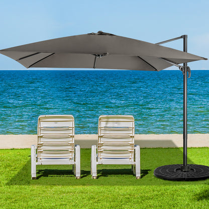 Patio Umbrella Square Offset with Cross Base and Tilt Adjustable-Grey