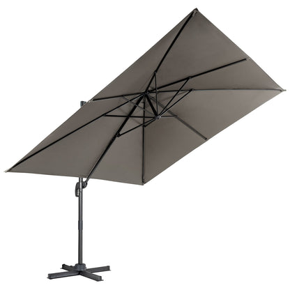 Patio Umbrella Square Offset with Cross Base and Tilt Adjustable-Grey
