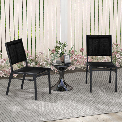 Patio Armless Chair with Breathable Seat and Backrest-2 Pieces