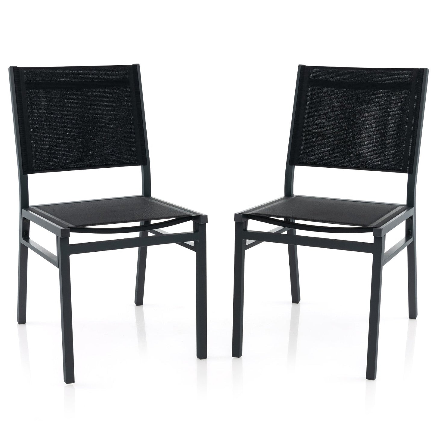 Patio Armless Chair with Breathable Seat and Backrest-2 Pieces