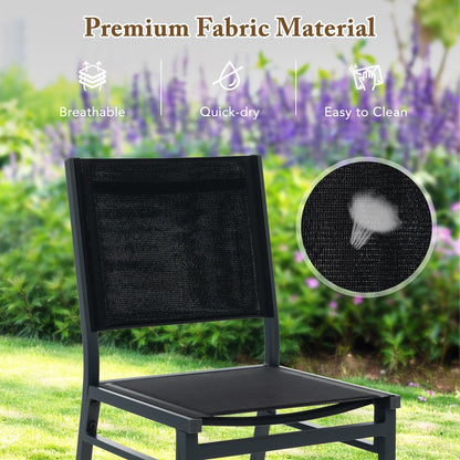 Patio Armless Chair with Breathable Seat and Backrest-2 Pieces