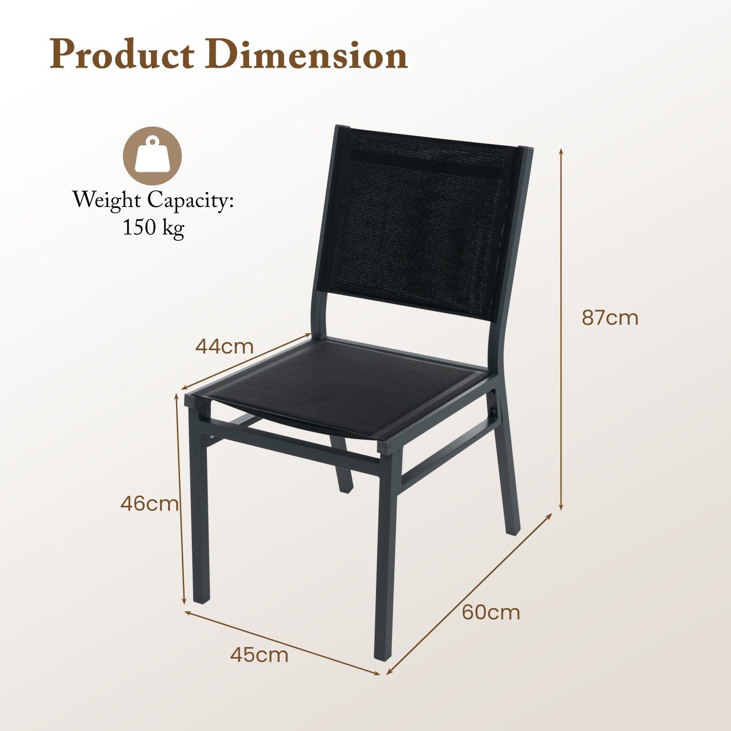 Patio Armless Chair with Breathable Seat and Backrest-2 Pieces