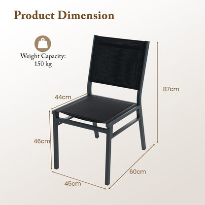 Patio Armless Chair with Breathable Seat and Backrest-2 Pieces