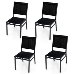 Patio Armless Chair with Breathable Seat and Backrest-4 pieces