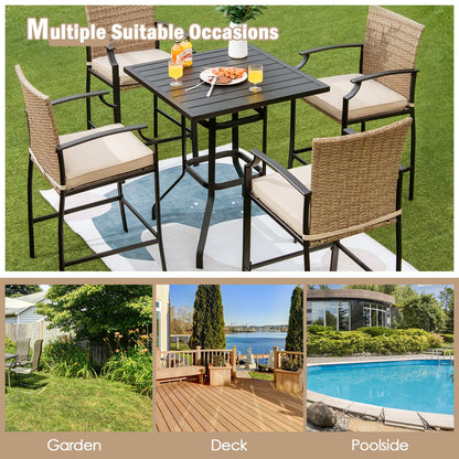 81 cm Patio Bar Height Table with Powder-Coated Tabletop