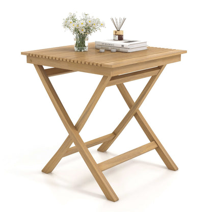 70 cm Patio Bistro Table with Slatted Tabletop Sturdy Wood Frame