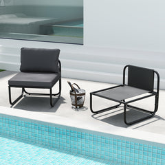 Patio Chairs Set of 2 with Removable Cushions and Adjustable Foot Pads-Grey