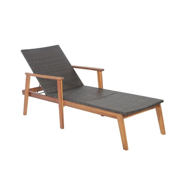 Patio Rattan Lounge Chair with 4-Position Adjustable Backrest