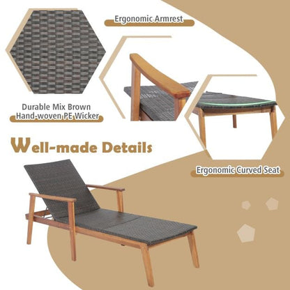 Patio Rattan Lounge Chair with 4-Position Adjustable Backrest
