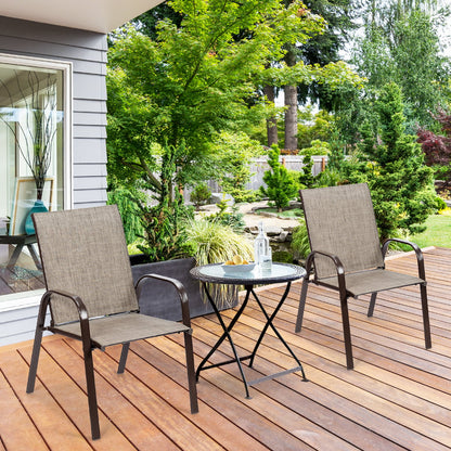 2 Piece Patio Outdoor Camping Chairs Set with Breathable Fabric-Grey