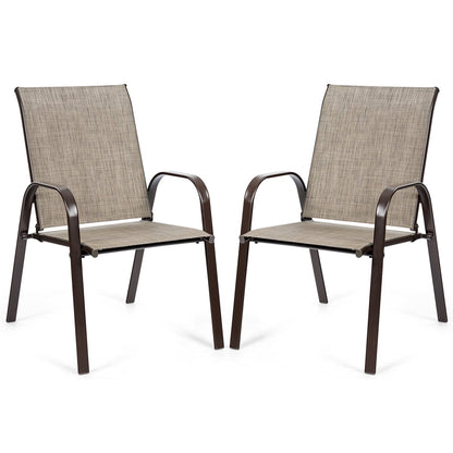 2 Piece Patio Outdoor Camping Chairs Set with Breathable Fabric-Grey