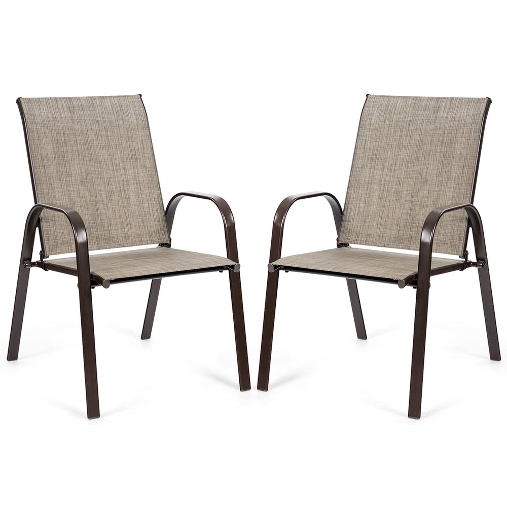2 Piece Patio Outdoor Camping Chairs Set with Breathable Fabric-Grey