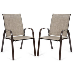 2 Piece Patio Outdoor Camping Chairs Set with Breathable Fabric-Grey