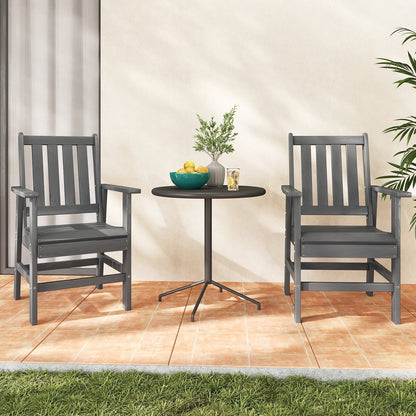 Patio Dining Chair HDPE All Weather Adirondack Armchair with Curved Seat-Grey
