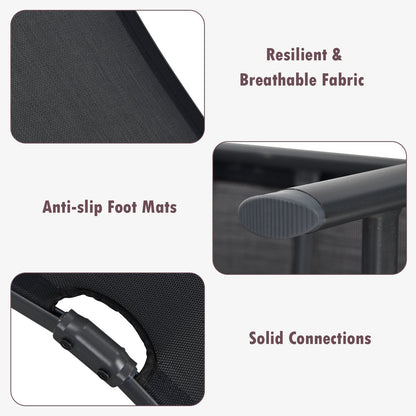 Patio Foldable Chaise Lounge Chair Reclining with Adjustable Backrest-Black-2 Pack