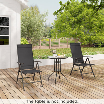 Patio Folding Dining Chairs Outdoor Sling Chairs with 7-Level Adjustable High Backrest-Black