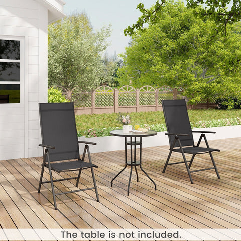 Patio Folding Dining Chairs Outdoor Sling Chairs with 7-Level Adjustable High Backrest-Black