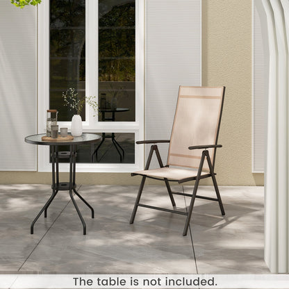Patio Folding Dining Chairs Outdoor Sling Chairs with 7-Level Adjustable High Backrest-Brown