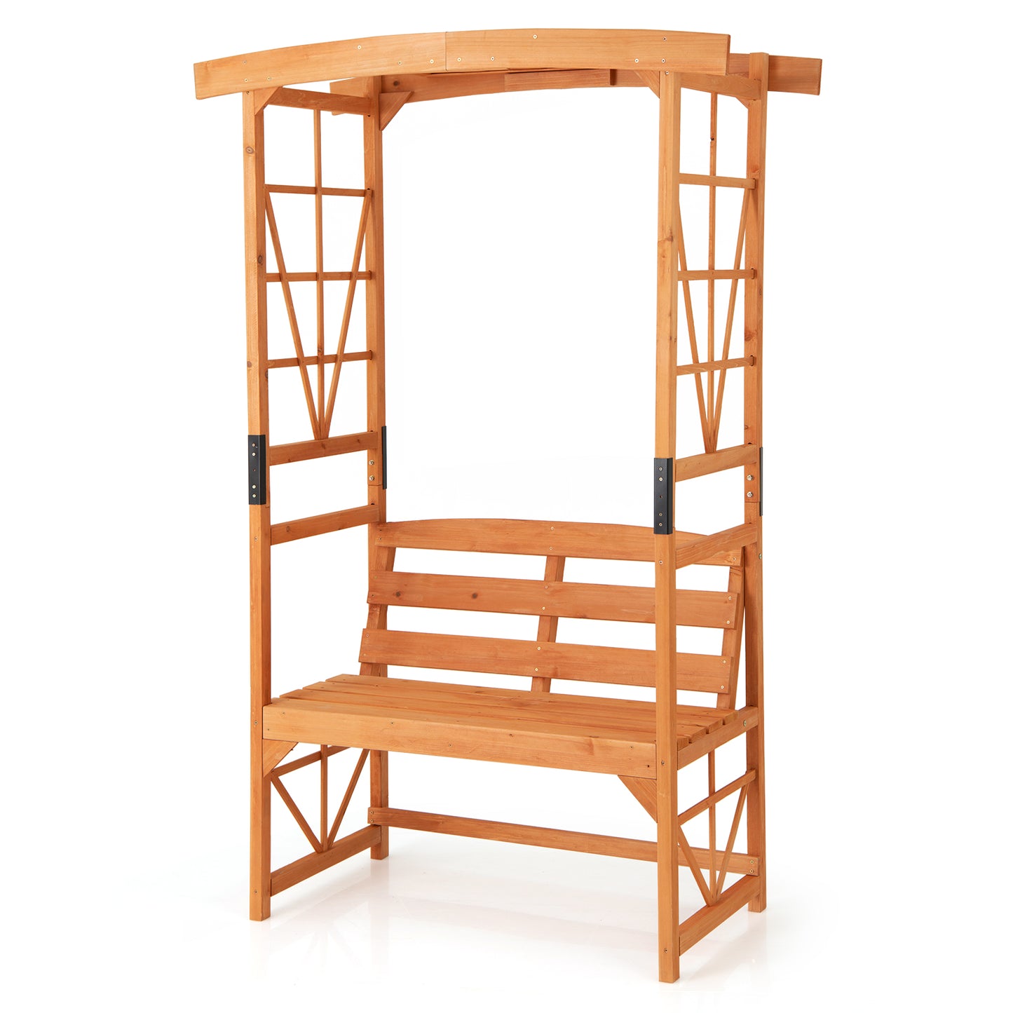 Patio Garden Arbor Archway with 2 Trellises for Climbing Plants Vines Grapes-Yellow