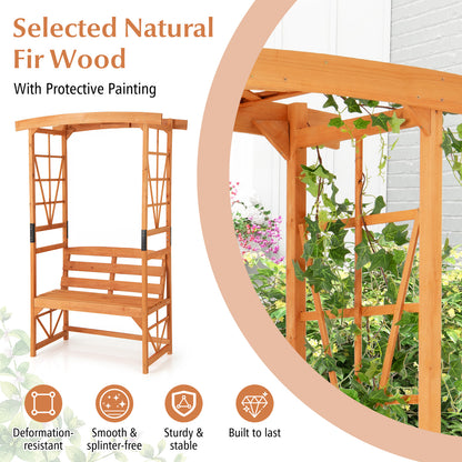 Patio Garden Arbor Archway with 2 Trellises for Climbing Plants Vines Grapes-Yellow