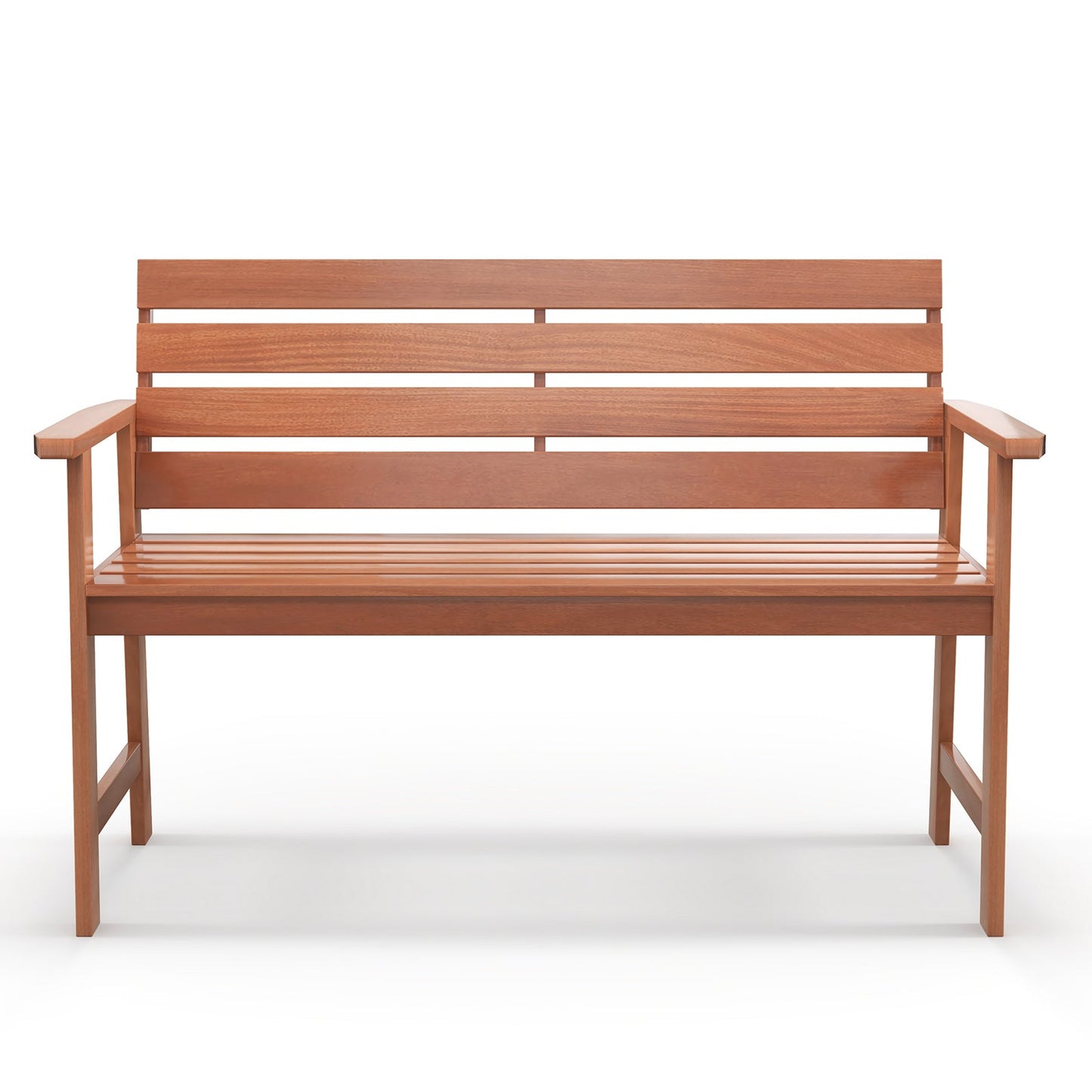 Patio Hardwood Bench Wood 2-Seat Chair with Breathable Slatted Seat