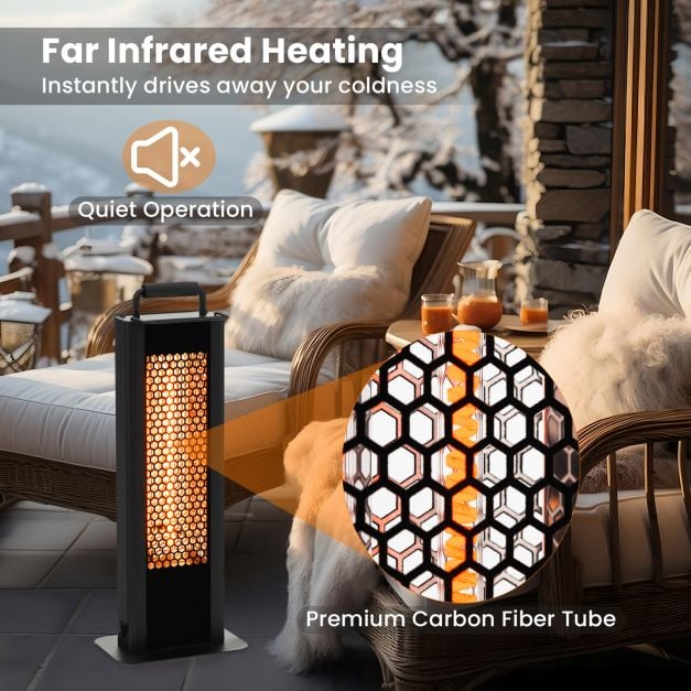 1200W Outdoor Portable Electric Heater with Double-Sided Heating-Black