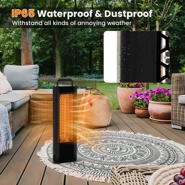 1200W Outdoor Portable Electric Heater with Double-Sided Heating-Black
