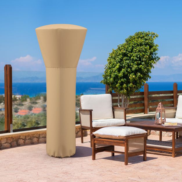 Outdoor Patio Heater Cover with Zipper and Storage Bag-Beige