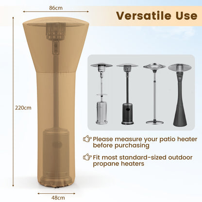 Outdoor Patio Heater Cover with Zipper and Storage Bag-Beige