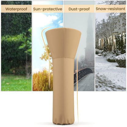 Outdoor Patio Heater Cover with Zipper and Storage Bag-Beige