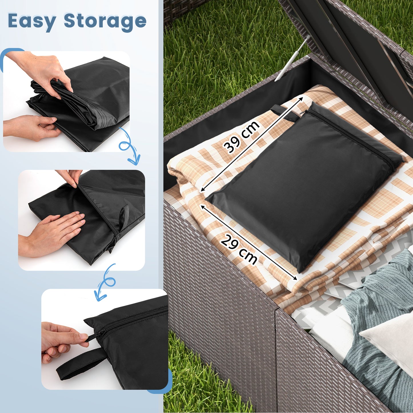 Outdoor Patio Heater Cover with Zipper and Storage Bag-Black