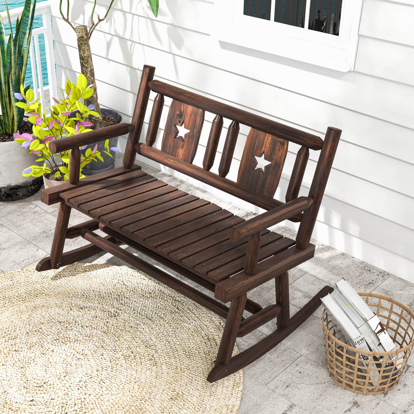 Patio Rocking Bench 2-Person Rocker Chair