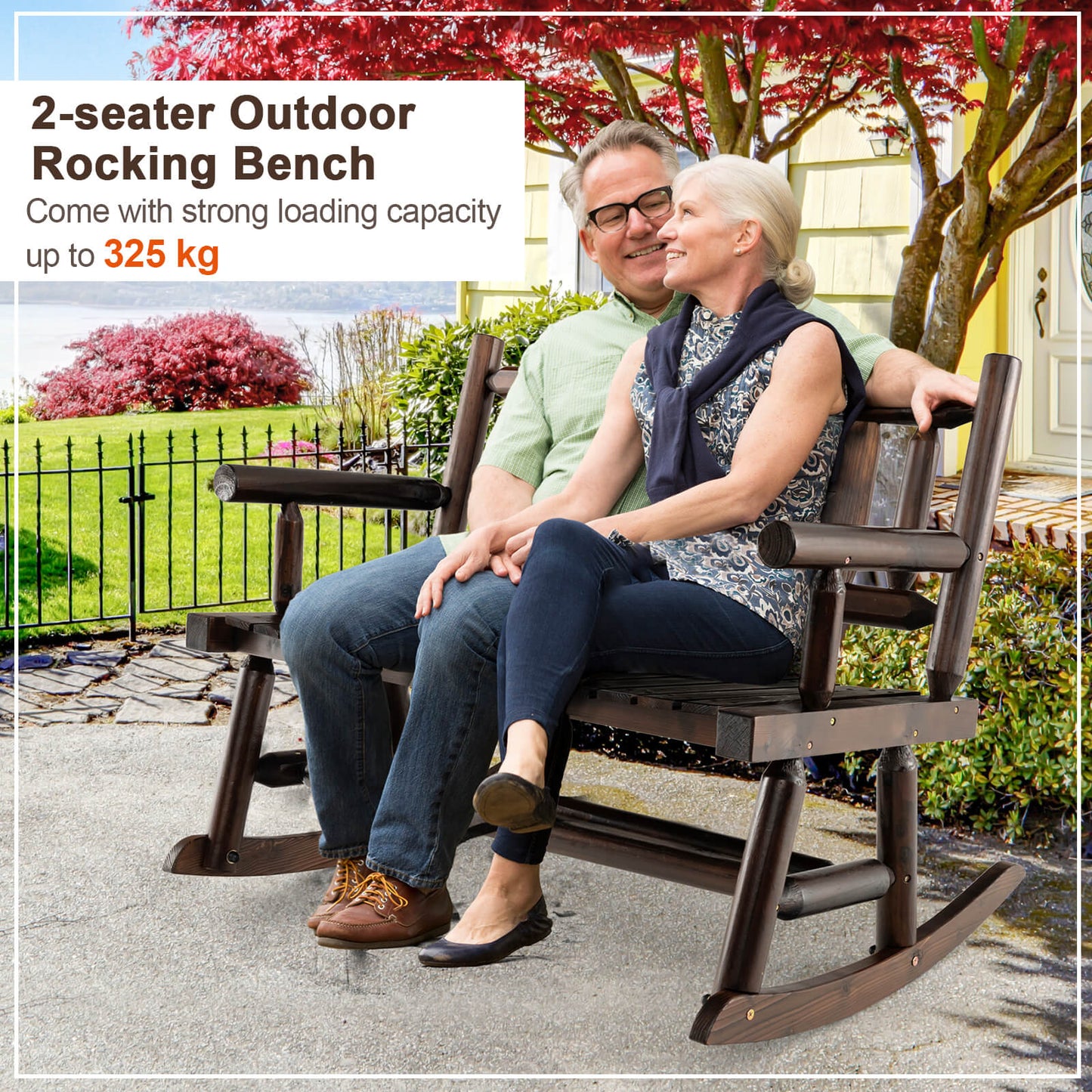 Patio Rocking Bench 2-Person Rocker Chair