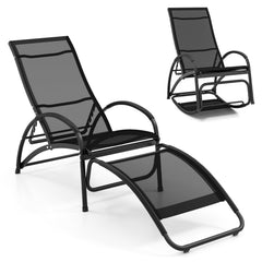 2-in-1 Outdoor Lounge Chair with 20° Rocking Angle-Black