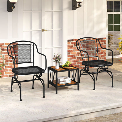Patio Rocking Chairs Set of 4 Cozy Rockers with Metal Mesh Backrest and Seat