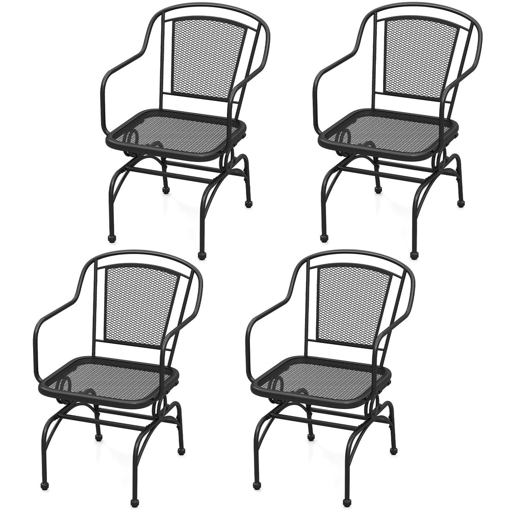 Patio Rocking Chairs Set of 4 Cozy Rockers with Metal Mesh Backrest and Seat